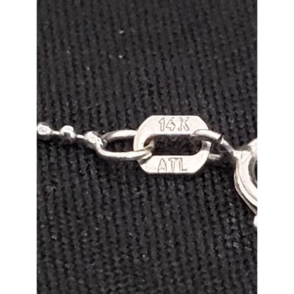 14k Princess white Gold beaded necklace 16in, 2.3g - Picture 7 of 11